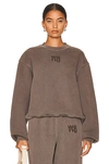 Alexander Wang T Puff Paint Logo Essential Sweatshirt In Brown