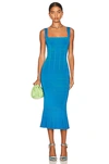 Galvan Atalanta Flared-hem Stretch-woven Midi Dress In Teal