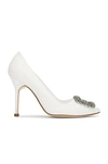 Manolo Blahnik 105mm Hangisi Satin Pumps In White