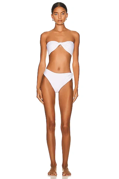 Rosetta Getty Twist Bandeau Two Piece Swimsuit In White