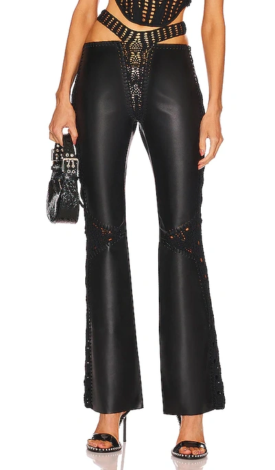 Dion Lee Crochet Flared Trousers In Black