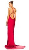 Norma Kamali One Shoulder Bias Gown In Red