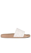 Coach Udele Monogram Coated Canvas Pool Slides In Chalk/taupe