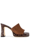 By Far Beliz Croc-effect Leather And Suede Mules In Brown