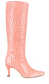 By Far Crocodile-effect Pointed-toe Boots In Coral