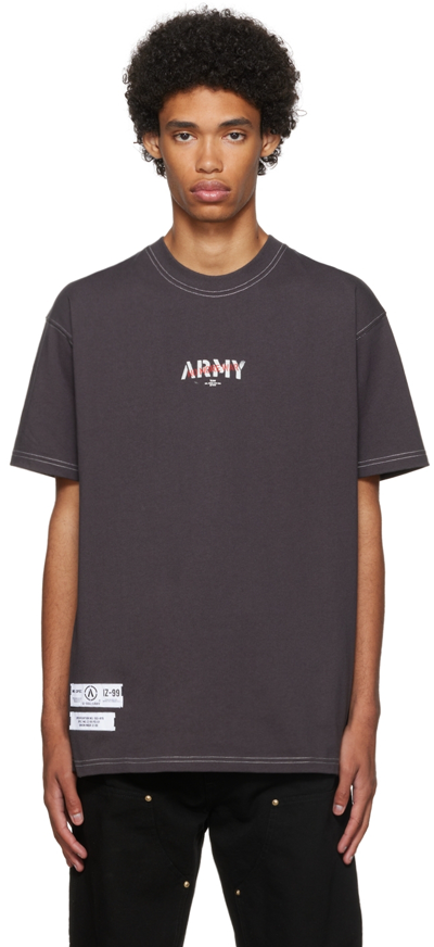 Izzue Gray Army Print T-shirt In Gyd Dark Grey