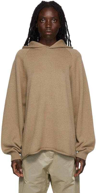 Essentials Tan Polyester Hoodie In Oak