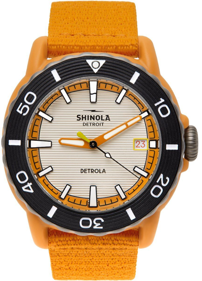 Shinola Orange Sea Creatures 3hd Watch In Alabster