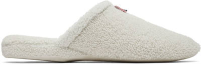 Thom Browne Grosgrain-trimmed Shearling Slippers In Neutrals