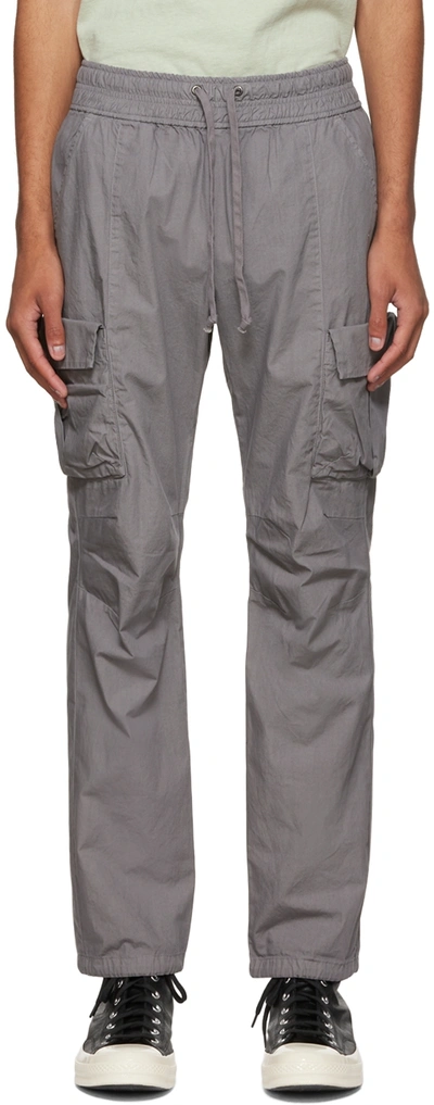 John Elliott Gray Cotton Cargo Pants In Charcoal