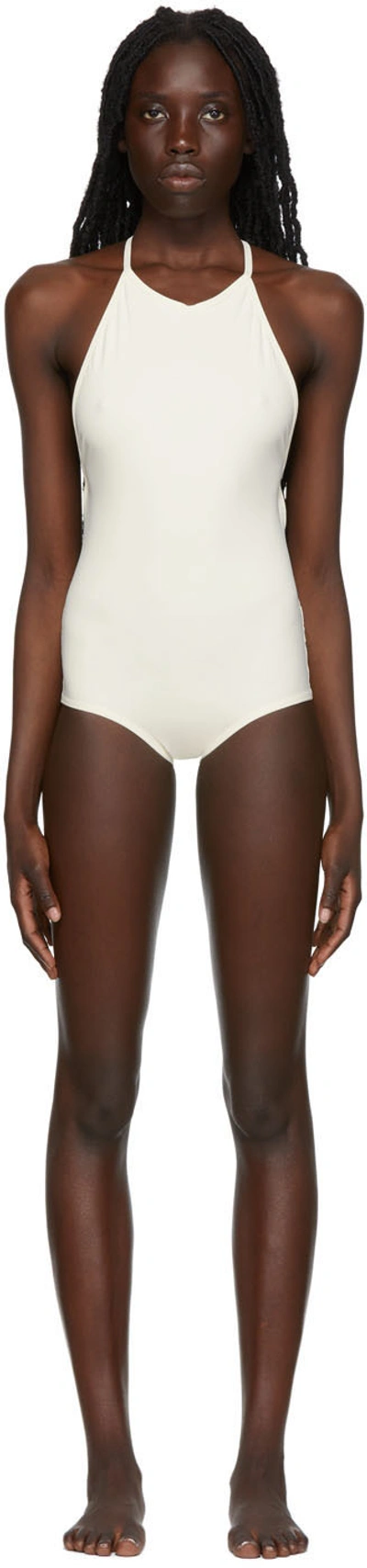 Totême Off-white High Neck One-piece Swimsuit In Neutrals