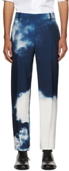 Alexander Mcqueen Dye-print Cigarette Trousers In 4005 Blue