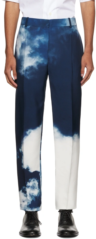 Alexander Mcqueen Dye-print Cigarette Trousers In 4005 Blue