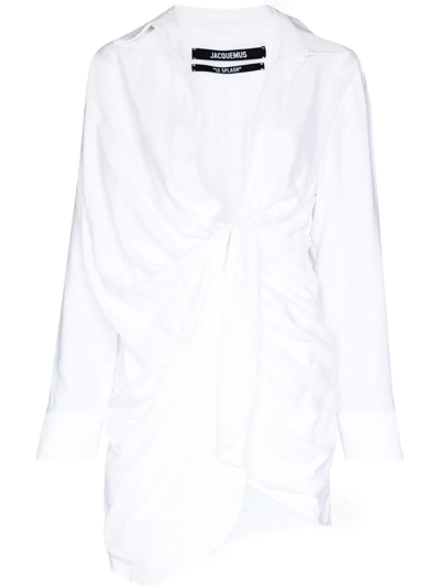 Jacquemus La Dressing Gown Bahia Cotton Shirt Dress In White