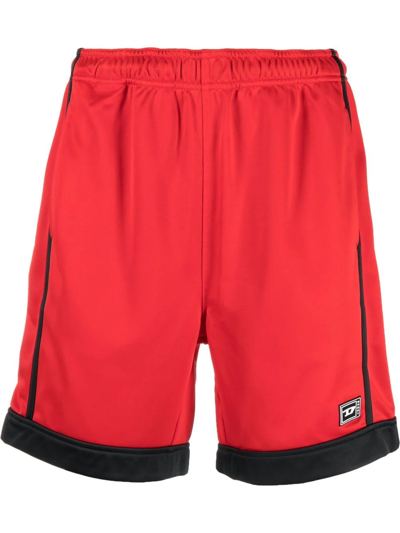 Diesel Logo-patch Track Shorts In Red