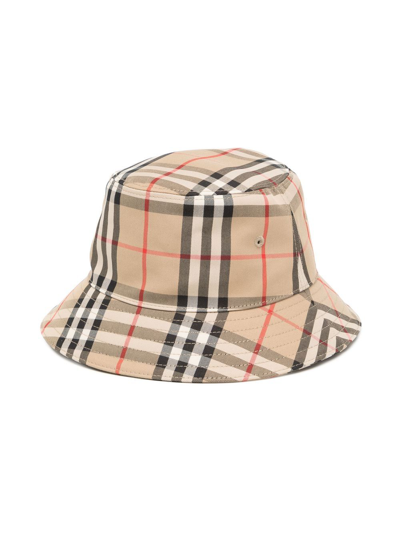 Burberry Baby Vintage Check Cotton-blend Bucket Hat In Beige