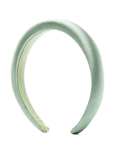 Jennifer Behr Tori Hammered Silk Headband In Sage