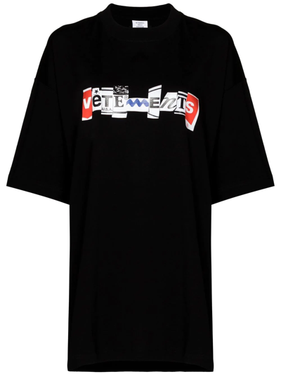 Vetements Logo-print Cotton T-shirt In Black
