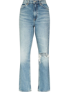 RE/DONE '70S RIPPED-KNEE STRAIGHT-LEG JEANS