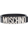 Moschino Silver Buckle Belt In Black