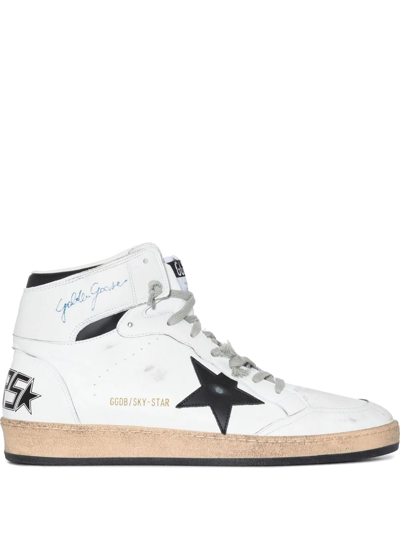 Golden Goose Sky Star Trainers In Leather With Contrasting Inserts In White