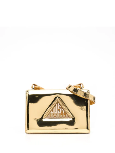Just Cavalli Logo-plaque Crossbody Bag In Gold