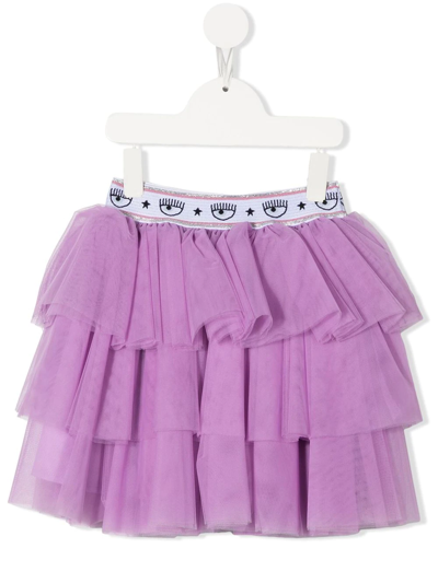 Chiara Ferragni Wink-waistband Tulle Dress In Purple