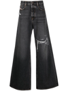 Diesel D-rise Ripped Straight-leg Jeans In Black