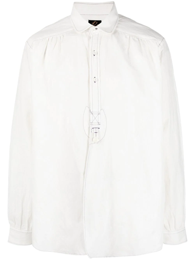 Needles Chambray Round-collar Shirt In 白色