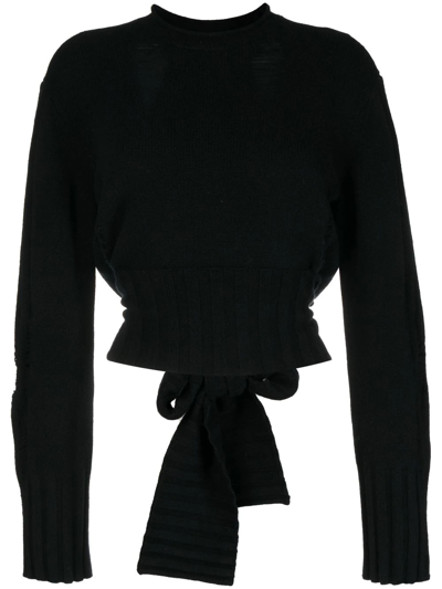 Dion Lee Distressed-finish Long-sleeved Jumper In Black