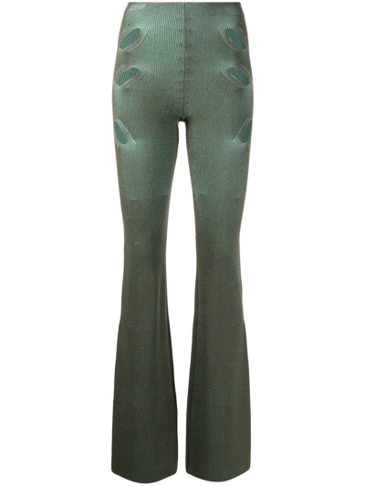 Dion Lee Lock Slit-detail Trousers In Green