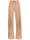 DION LEE DISTRESSED HIGH-WAIST CASHMERE TROUSERS