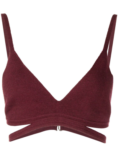 Dion Lee Ribbed-knit E-hook Bra In Red