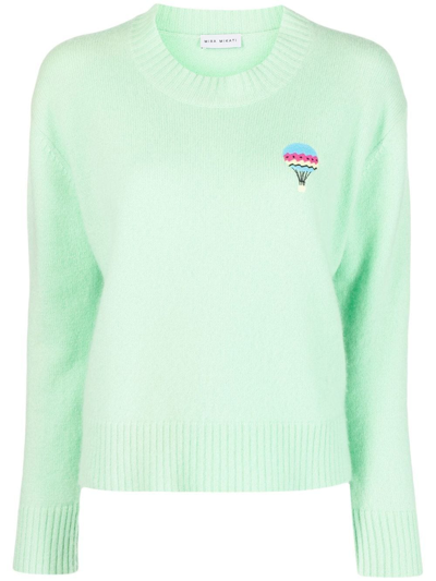 Mira Mikati Embroidered Cashmere-knit Jumper In Green