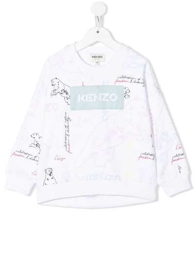Kenzo Kids' Nova Logo-print Sweatshirt In White