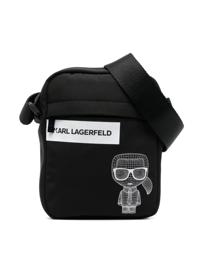 Karl Lagerfeld Cartoon Logo-print Shoulder Bag In 黑色