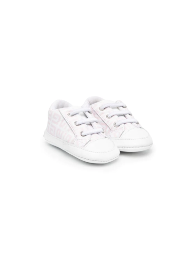 Givenchy Babies' Logo-print Leather Sneakers In 白色