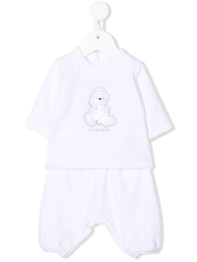 Givenchy Babies' Teddy Bear Cotton-blend Tracksuit Set In 白色