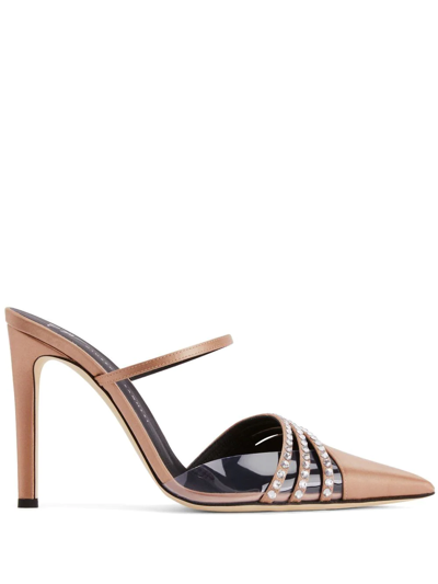 Giuseppe Zanotti 110mm Audrine Crystal-detail Pumps In Beige