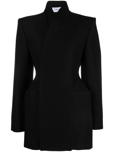 Balenciaga Minimal Hourglass Fitted Jacket In Black