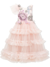 Tulleen Lilac Floral-embroidered Tulle Dress In Pink