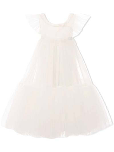 Tulleen Beck Ruffled Tulle Dress In White