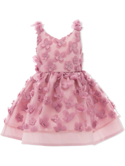 Tulleen Kids' Lago Floral-appliqué Dress In Pink