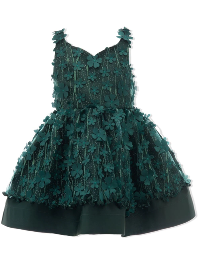 Tulleen Kids' Ravine Floral-appliqué Dress In Green