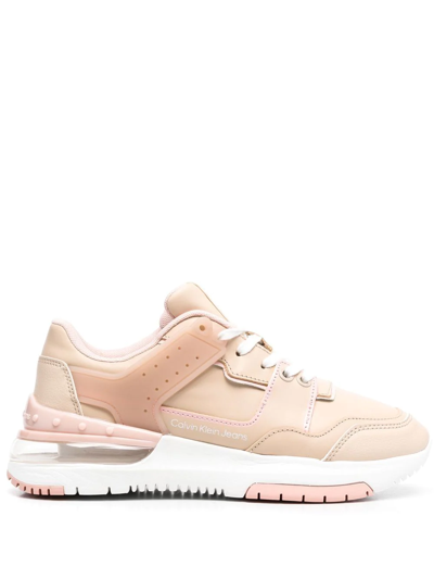 Calvin Klein Runner Leather Trainers In 粉色