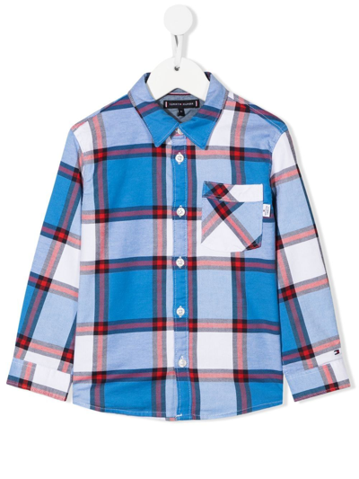 Tommy Hilfiger Kids' Checked Long-sleeve Shirt In 蓝色