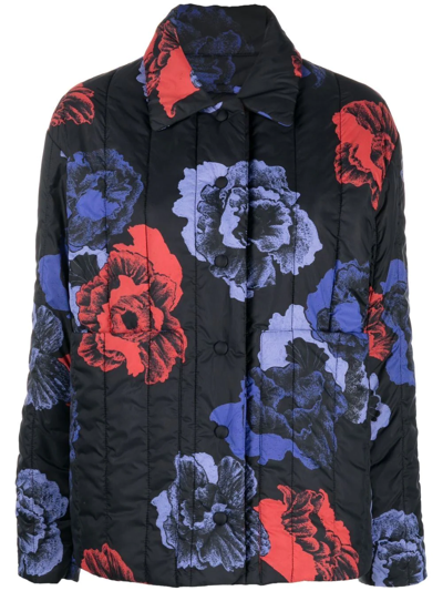 Ferragamo Floral-print Jacket In Black