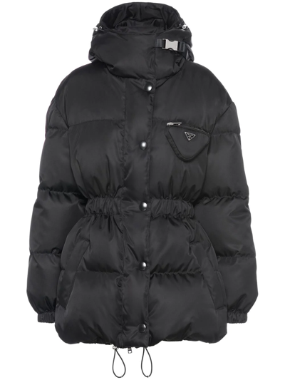 Prada Re-nylon Pocket-detail Puffer Jacket In Black