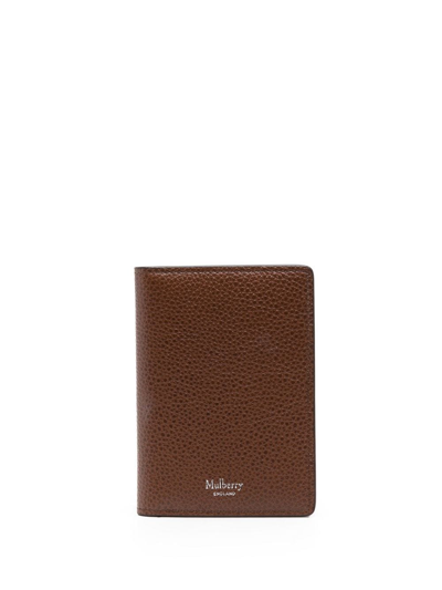 Mulberry Bi-fold Pebbled Leather Cardholder In Brown