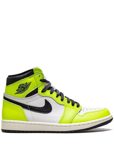 Jordan Air  1 High Leather Low-top Trainers In Volt Black Sail